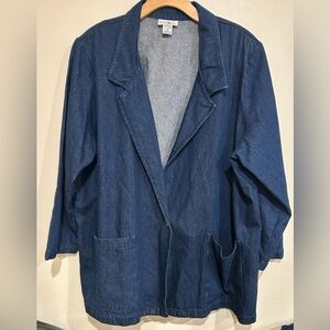 VTG Hunters Run Denim Sports Coat Chore Jacket Blazer Size 1x Button Oversized